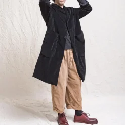 Femme ALBUM DI FAMILIA Manteaux-Album Di Famiglia - Manteau ample en velours - Noir