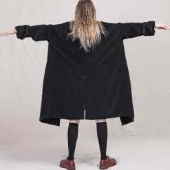 Femme ALBUM DI FAMILIA Manteaux-Album Di Famiglia - Manteau ample en velours - Noir