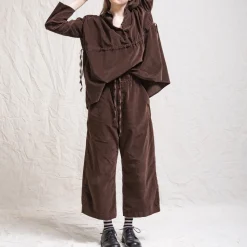 Femme ALBUM DI FAMILIA Pantalons-Album Di Famiglia - Pantalon en velours - Café