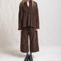 Femme ALBUM DI FAMILIA Pantalons-Album Di Famiglia - Pantalon en velours - Café