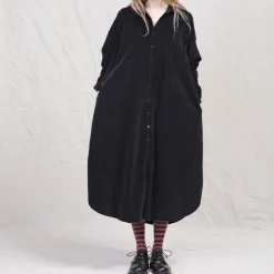 Femme ALBUM DI FAMILIA Robes-Album Di Famiglia - Robe chemise longue - Noir