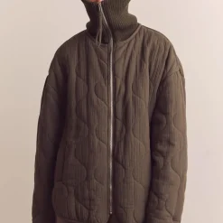 Femme Amente Vestes-- Veste Matelassée à Col Montant - Marron