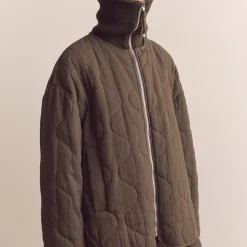 Femme Amente Vestes-- Veste Matelassée à Col Montant - Marron