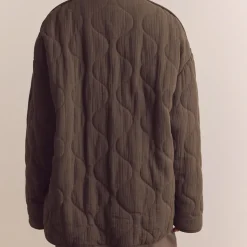 Femme Amente Vestes-- Veste Matelassée à Col Montant - Marron