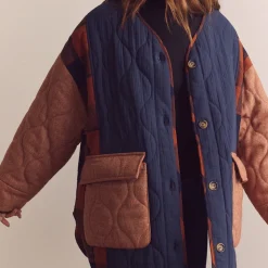 Femme Amente L'esprit Merci|Vestes-- Veste Matelassée Réversible - Bleu/Marron