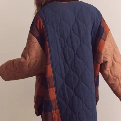 Femme Amente L'esprit Merci|Vestes-- Veste Matelassée Réversible - Bleu/Marron