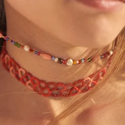 Femme Anni Lu Colliers-- Chocker Tattoo - Rouge