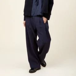 Femme APUNTOB Pantalons-- Pantalon Large - Marine