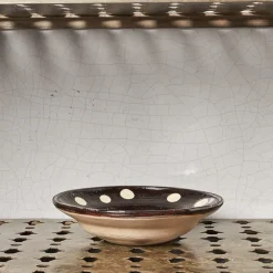 1088 LES PETITS BOHEMES Assiettes Creuses-Assiette à pois - Marron