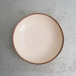 1636 DEARTIS Assiettes Creuses-Assiette creuse en grès - Crème & Marron