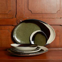 925 JARS CERAMISTES Assiettes Plates-Assiette en grès émaillé Wabi - Seidou Kaki