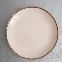1636 DEARTIS Assiettes Plates-Assiette plate en grès - Crème & Marron