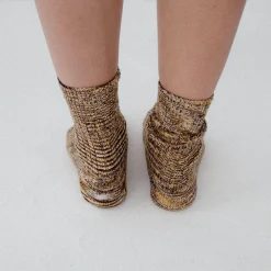 Femme Baserange Chaussettes|Chaussettes-- Chaussettes Tordadés - Marron