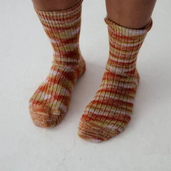 Femme Baserange Chaussettes|Chaussettes-- Chaussettes Tordadés - Orange