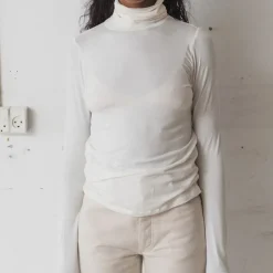 Femme BASERANGE T-shirts-- Col roulé Lyocell - Blanc