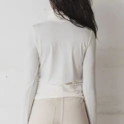 Femme BASERANGE T-shirts-- Col roulé Lyocell - Blanc