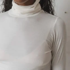 Femme BASERANGE T-shirts-- Col roulé Lyocell - Blanc