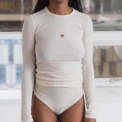 Femme BASERANGE T-shirts-- T-Shirt Heart manches longues - Blanc