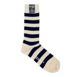 Femme Beams Chaussettes|Chaussettes-Plus - Chaussettes Rayées - Blanc et Bleu