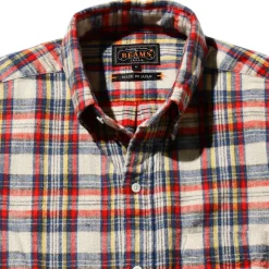 Homme BEAMS L'esprit Merci|Chemises-Plus - Chemise Brushed Flannel - Blanc