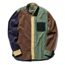 Homme BEAMS Chemises-Plus - Chemise Corduroy Panel - Vert