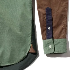 Homme BEAMS Chemises-Plus - Chemise Corduroy Panel - Vert