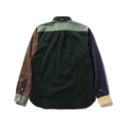 Homme BEAMS Chemises-Plus - Chemise Corduroy Panel - Vert