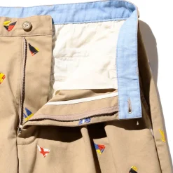 Homme BEAMS Pantalons-Plus - Pantalon 2 Pleats Brodée - Beige