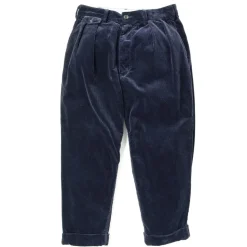 Homme Beams Pantalons-Plus - Pantalon 2 Pleats Velours - Bleu