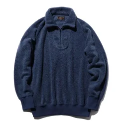 Homme BEAMS Mailles-Plus - Pull Zip - Bleu