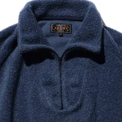 Homme BEAMS Mailles-Plus - Pull Zip - Bleu