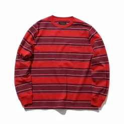 Homme BEAMS T-shirts-Plus - T-shirt Stripe - Rouge