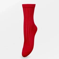 Femme Becksöndergaard Chaussettes|Chaussettes-- Chaussettes Rib Glitter - Rouge