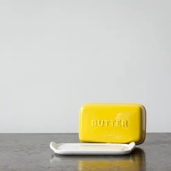 2031 MARUMITSU POTERIE Ustensiles-Beurrier arrondi - Jaune