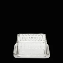 1139 BAZAR DE LUXE Ustensiles-Beurrier en verre moulé