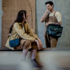 Femme Bleu de Chauffe Sacs À Main-- Sac Postier Pastis -