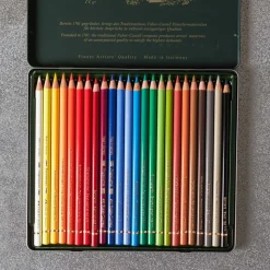 1938 FABER CASTEL Écriture-Boîte de 24 crayons Polychromos
