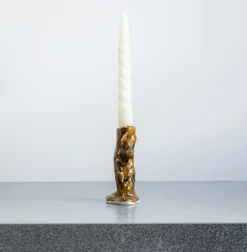 1393 EMILIE HOLM ATELIER Bougeoirs-Bougeoir en céramique émaillée - Jaune