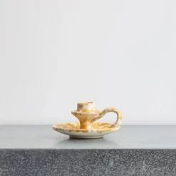 244 FASANO Bougeoirs-Bougeoir en céramique tacheté - Ambre