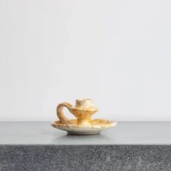 244 FASANO Bougeoirs-Bougeoir en céramique tacheté - Ambre