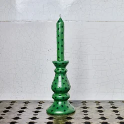 1339 AFROART Bougies & Parfums D'intérieur-Bougie verte à pois marron