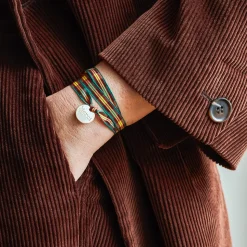 Femme Merci Bracelets Merci|Bracelets-Bracelet à Carreaux Médaille - Bordeaux