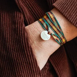 Femme Merci Bracelets Merci|Bracelets-Bracelet à Carreaux Médaille - Bordeaux