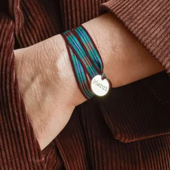 Femme Merci Bracelets Merci|Bracelets-Bracelet à Carreaux Médaille - Noir