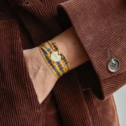 Femme Merci Bracelets Merci|Bracelets-Bracelet à Carreaux Médaille - Jaune