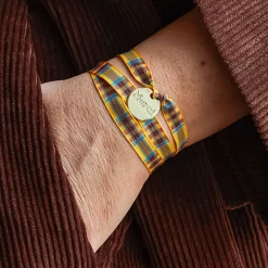 Femme Merci Bracelets Merci|Bracelets-Bracelet à Carreaux Médaille - Jaune
