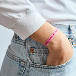 Femme SC01 Bracelets-Bracelet Ruban Merci Paris - Rose