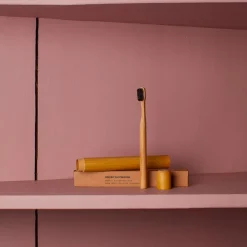 1010 SORT OF COAL Brosse À Dents Et Dentifrice|Accessoires De Salle De Bain-Brosse à dent avec étui en bamboo