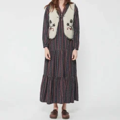 Femme Bsbee Mailles-- Gile sans manche Fleur - Beige