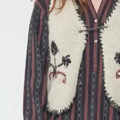 Femme Bsbee Mailles-- Gile sans manche Fleur - Beige